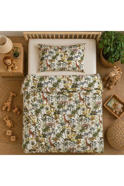 MundoLindo Safari Themed Single Duvet Cover Set 160 X 220 cm 2 Pieces 100% Cotton