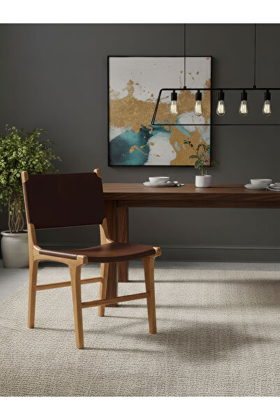 Gazzini Furniture Barton Deri Döşemeli Ahşap Sandalye