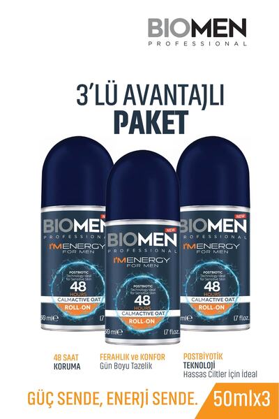 Biomen Roll-On For Men Ferahlatıcı Etki I'm Energy 3x 50 ml