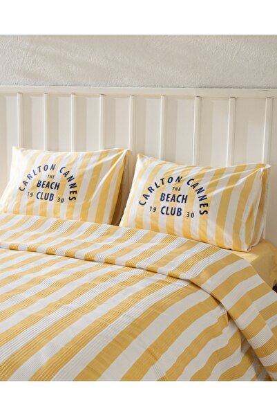 Madame Coco Coralie Μονό 100% βαμβακερό σετ πικέ με στάμπα Karde - κίτρινο