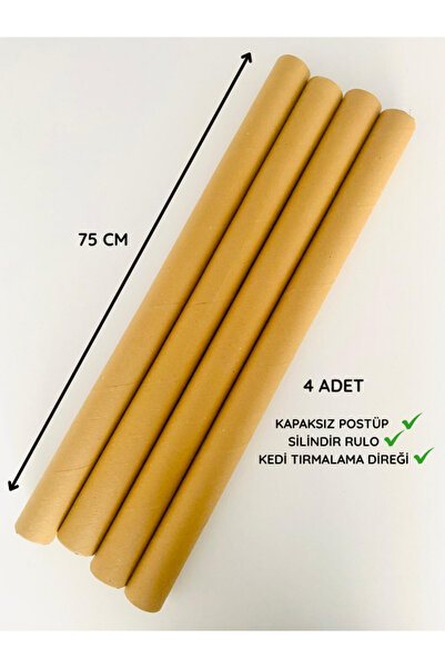 seyranat 4 Adet 75 Cm Kapaksız Kalın, Kırılmaz, Katlanmaz, Karton Boru, Silin...