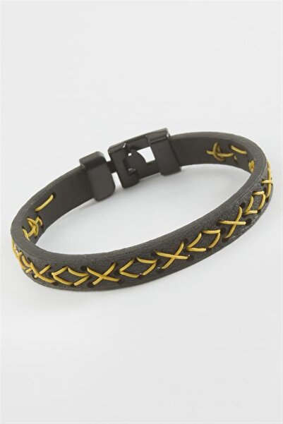 Generic Brand Drawstring Quality Faux Leather Bracelet - Black