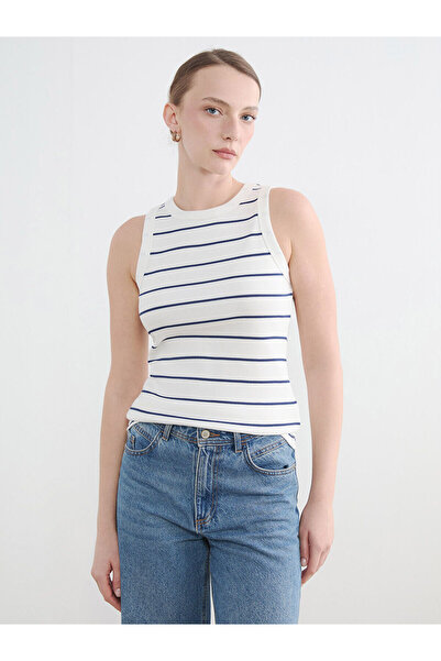 LC Waikiki Alita City Women's Striped Undershirt with a Contrast Collar