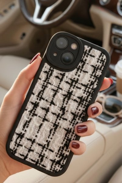 QUSCHU حافظة هاتف أنيقة من السيليكون متوافقة مع iPhone 13-14 مصنوعة من قماش ا...