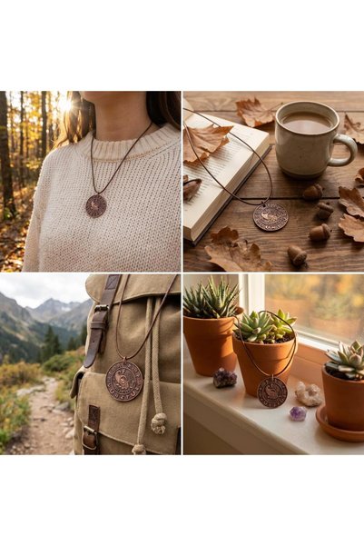Zib Grips Velvet Copper Abundance Horn Rune Copper Pendant Handmade Boho Spiritual Gift