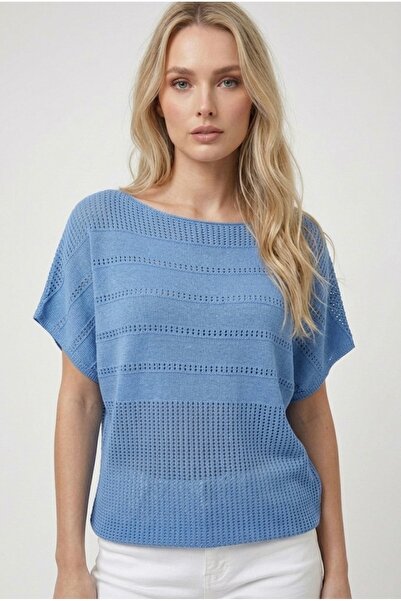 Neden Tekstil Διάτρητο διχτυωτό πλεκτό μπλούζα με υφή νυχτερίδας- Καλοκαιρινό...