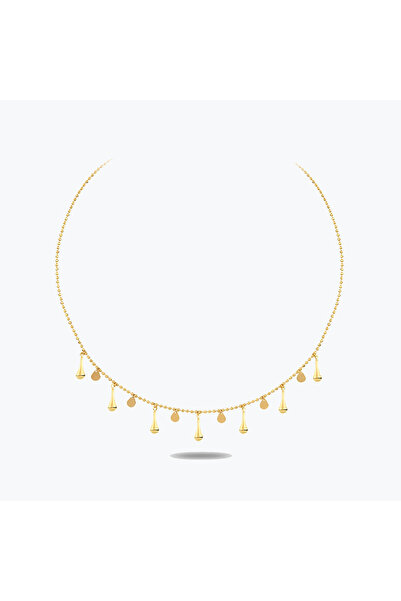 Goldium Jewellery Goldium Altın Pullu Damlalar Kolye