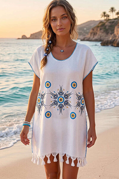 Lavanta Tekstil Παρεό με σχέδια και λεπτομέρειες από φούντες