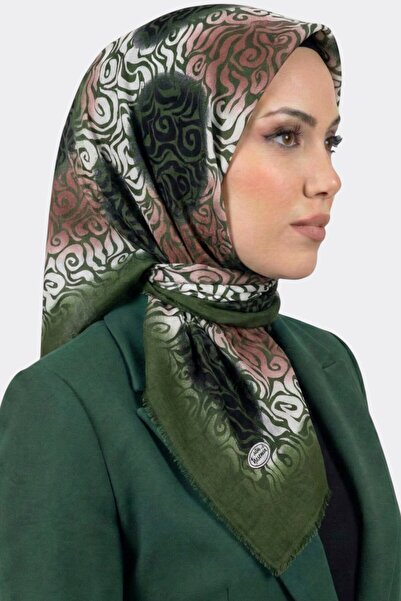 hadiora Women's Khaki Salmon Patterned Flared Scarf
