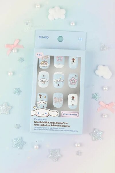 SANRIO Lisanslı Cinnamoroll Takma Tırnak Seti – Jel Yapışkanlı Kolay Uygulama