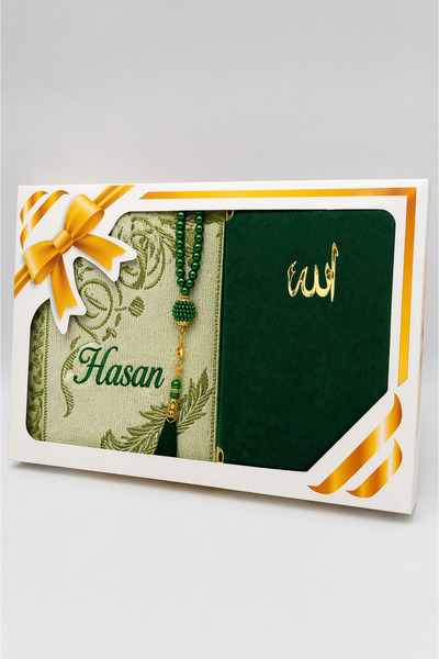 Safa Gift Kaliteli İsimli Seccade, Nakışlı Seccade, Kadife Yasin, İnci Tesbih...