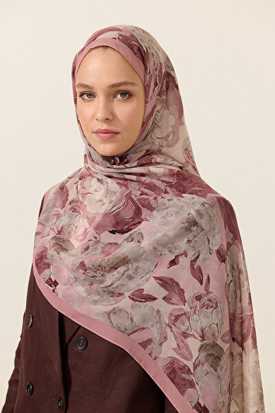 cs camellia scarf Șal din crep de mătase Aura - Roz