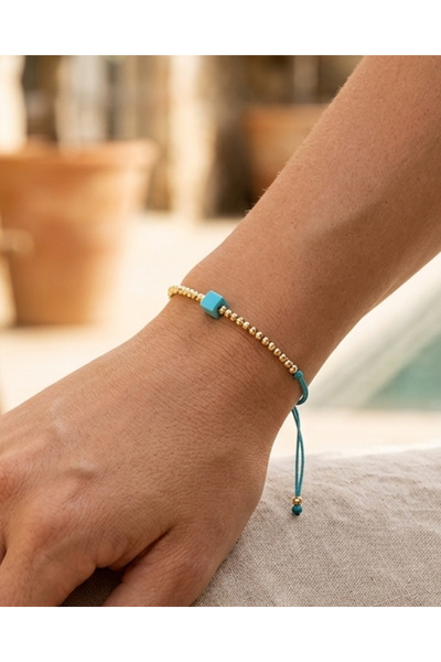 BHCL Turquoise Cube Bracelet, Hematite Bracelet, Water Resistant Bracelet, Mi...