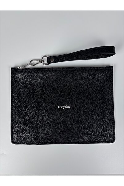 TROYDER Hakiki Deri Clutch/Portföy Çanta Siyah
