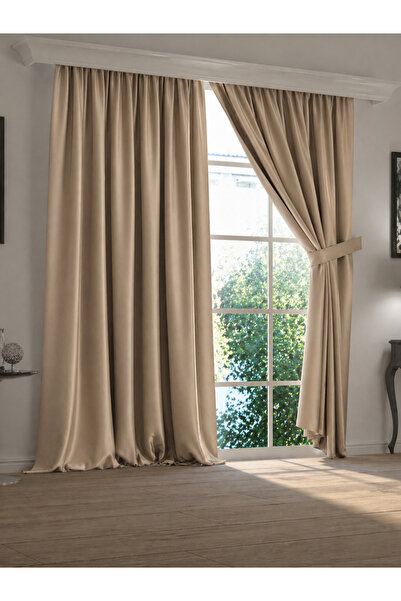 NDP Home Plain Fold (1X1) Blackout Beige Blackout Curtain 1St Quality (1 Piece)