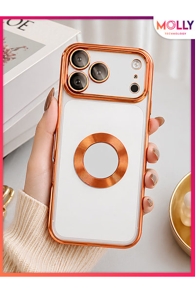 Molly iPhone 17 PRO MAX İçin Kenarları Metalik Gold Lens Koruyuculu Lou Lazer...