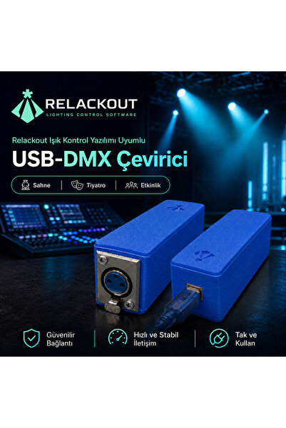 relackout USB-DMX Çevirici, Sahne ve Tiyatro Işık Kontrolü için, Bilgisayarda...
