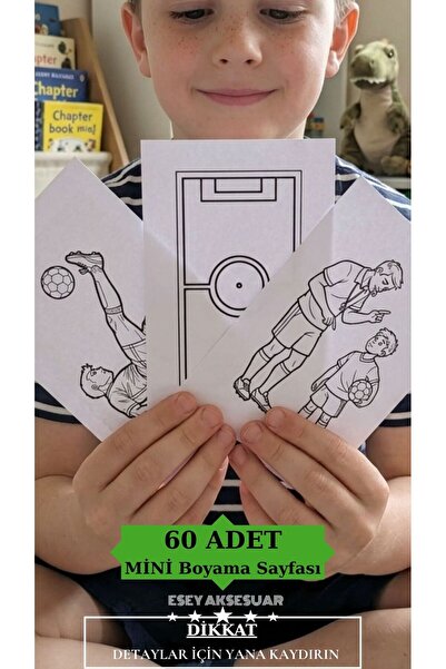 Esey Dizayn Futbol Temalı Boyama Sayfaları 60 Adet - MİNİ Sayfalar 7+ Yaş Çoc...