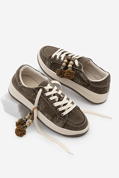 Marjin Women's Sneaker Thick Sole Denim Removable Beaded Buckle Sports Shoes ...
