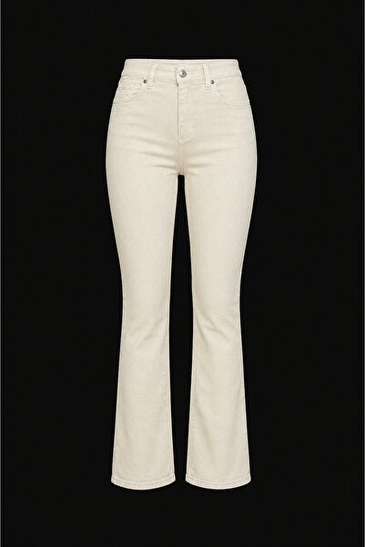studio fashion 1988 Women's Beige High Waist Spanish Flare Lycra Cotton Jean ...