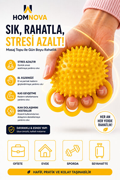 Homnova Masaj Topu El Egzersiz Topu Stres Giderici Dikenli Masaj Topu Kas Rah...