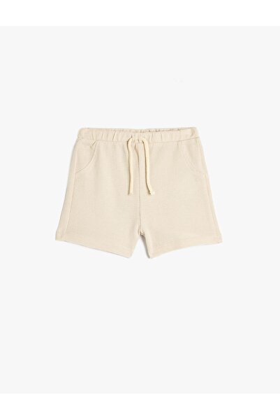 Koton Beli Lace-Up Cotton Pocket Detailed Basic Shorts 5Smb40022Tk