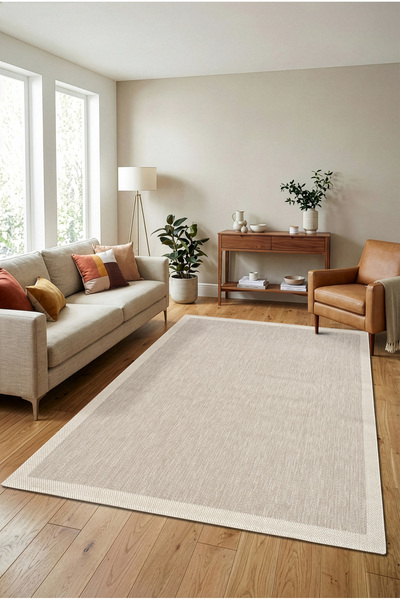 FLORA HALI Kilim Hasır Halı Kaymaz Taban Makinede Yıkanabilir Toz Hav Vermez ...