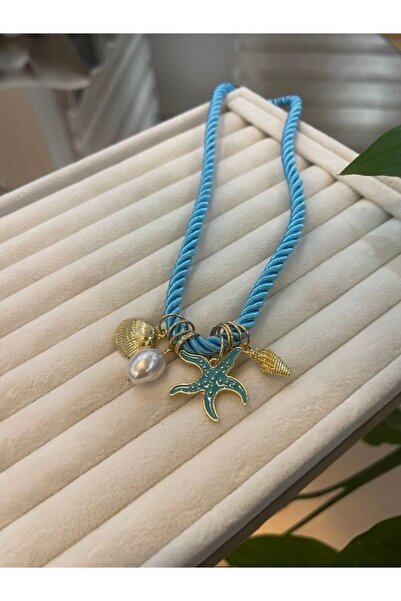 FASHİON JEWELRY HALAT KOLYE MAVİ