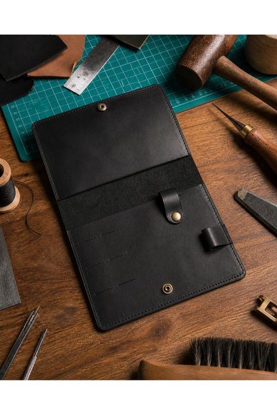 cheteen 100% Genuine Leather Handmade Musician/Guitarist Wallet - Black with Capo and Plectrum Compartments