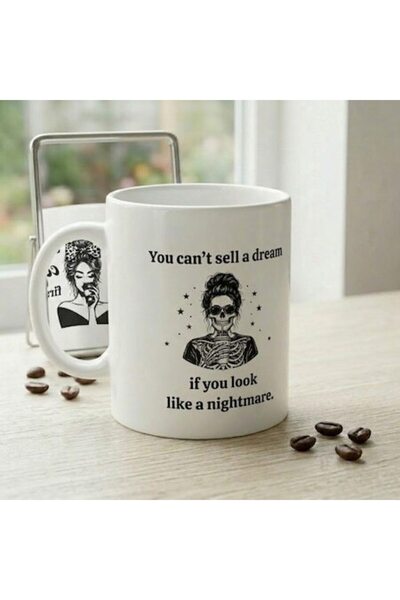 OEM Ceramic Mug 350 ml – Skeleton Design & Coffee First