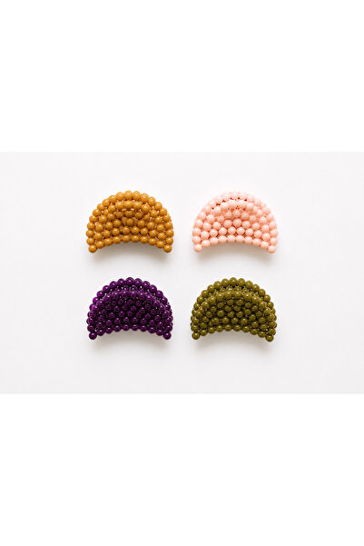 Srctech Set de 4 catarame cu mărgele ovale perlate, model colorat de vară - 5 cm
