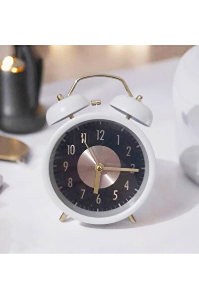 Sensoria Rustik Masa Üstü Çalar Saat Renkli Tasarım Gold Detaylı Analog Yüksek Sesli Çalar Saat