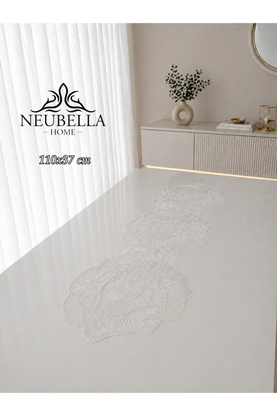 NB Neubella Home Flora Luxury Runner Living Room Coffee Table Cover Set French Laced Dowry Set Lace Rose Patterned 6 Pieces