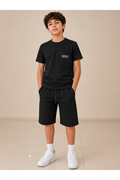 Maskot Çocuk Maskot 34805-26 Men's Shorts Set Summer Comfortable Fit Pocket T...