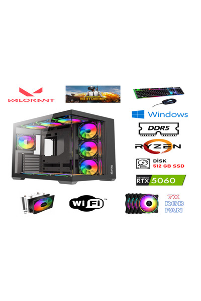 MERİDYENBİLİŞİM MRD-10104 /RYZEN 5 7500F / 8 GB RTX 5060 / 16 GB DDR5 RAM / 5...