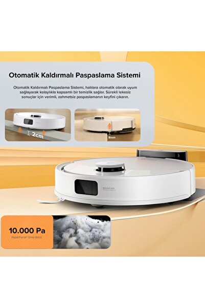Roborock 10000Pa Akıllı Robot Süpürge Halı Algılama Otomatik Mop Kaldırma LiD...