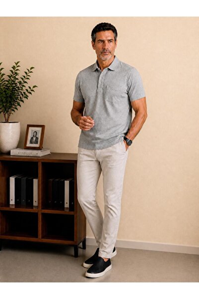 Kuraff Giyim Father's Stylish and Casual T-Shirt with Self-Patterned Pocket D...