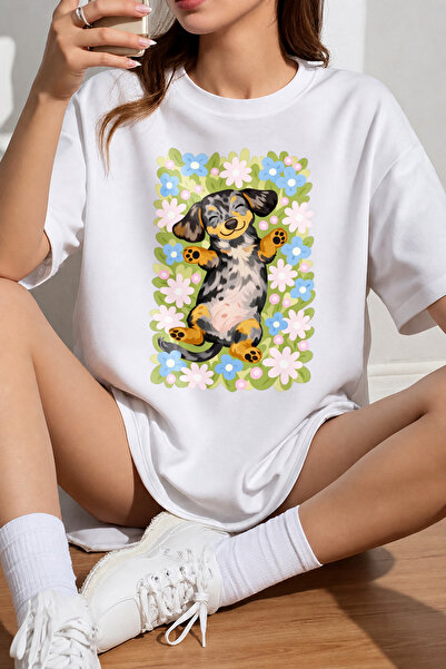 Velostra Women's Cute Dog Printed Oversize Comfortable Daily Use Combed Cotto...