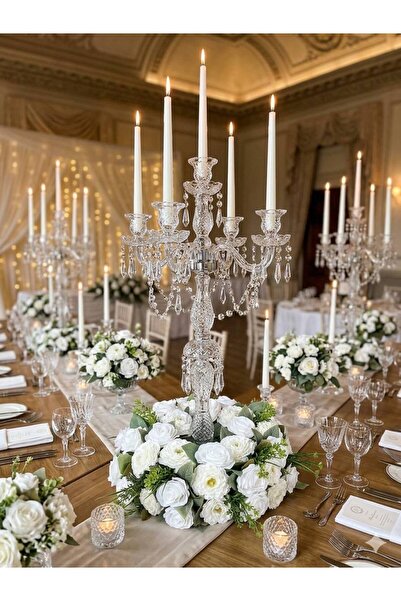 DİVA FLOWER EVENT Şamdan Altı Çiçeği – Halkalı Masa Aranjmanı (45 cm) - Yuvar...