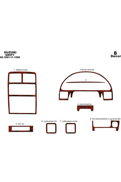 Marscockpitdesign غطاء كونسول توربيدو لسيارة سوزوكي سويفت 1991-1996 8 قطع