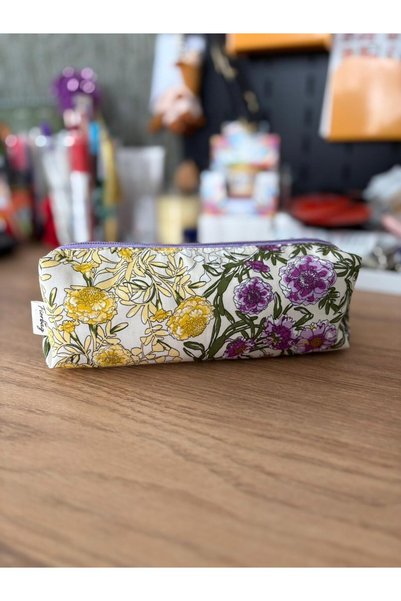Fiorbag حامل أقلام ملون بنمط زهور، حقيبة أقلام مبطنة قابلة للغسل، حقيبة أقلام مدرسية بقسم واحد