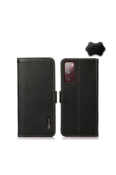 KHAZNEH Genuine Leather Θήκη Πορτοφόλι Black (Samsung Galaxy S20 FE)