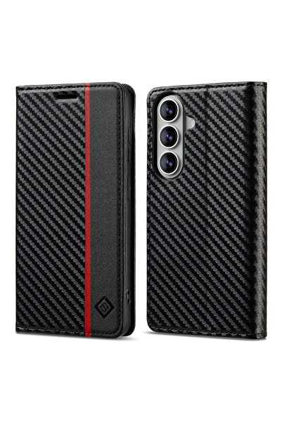 LC.IMEEKE Carbon Fiber Θήκη Πορτοφόλι Vertical Stripe (Samsung Galaxy S26 Plu...