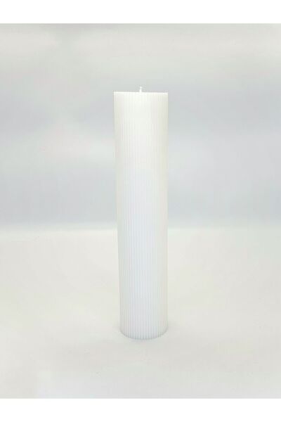 CRL Lumânări striate alb H35 cm-D7 cm