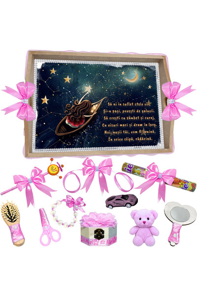 LoreBebe Set Tava Taiere Mot Fete, Tavita Mot, 11 Piese, Model Stele Vii, 32x...