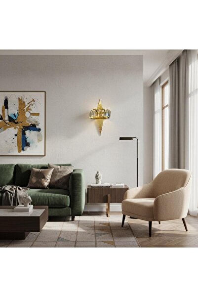 Elizim Home Lighting Taşlı Üçgen Ledli Gold Pilli Aplik