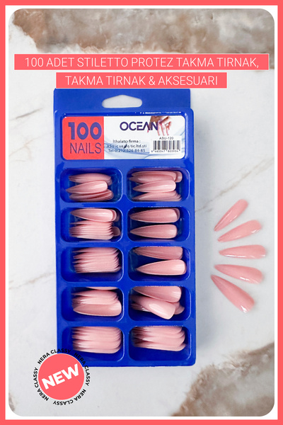 Nera Classy 100 Adet Stiletto Protez Takma Tırnak, Takma Tırnak & Aksesuarı