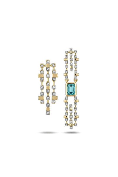 h&b design jewel أقراط بتصميم حجر أزرق فولاذي