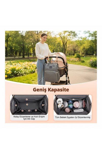 Land Large Capacity Functional Multi-Compartment Mother Baby Care Backpack with Bottom Opening Bed