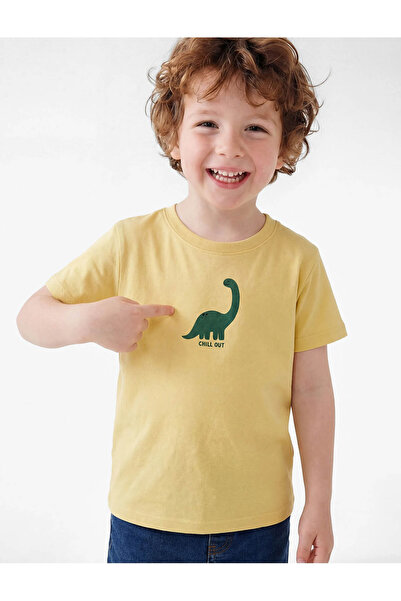Koton Cotton Dinosaur Printed Green Baby Boy T-Shirt 6Smb10007Tk